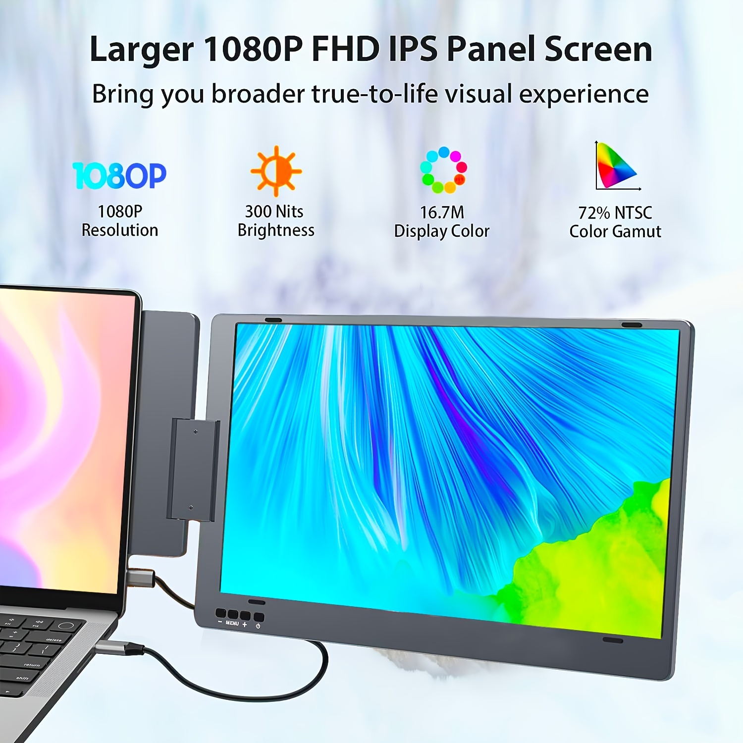 13.3'/15' Portable 1080P IPS Monitor for Laptop, Dual Screen, Screen  Extender