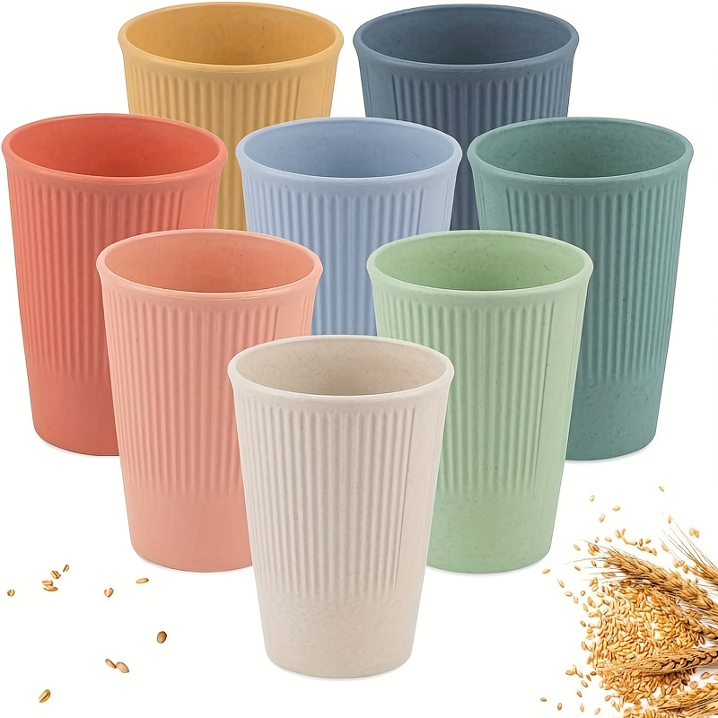 6 Pack Unbreakable Wheat Straw Cups for Coffee, Tea, Milk, Juice