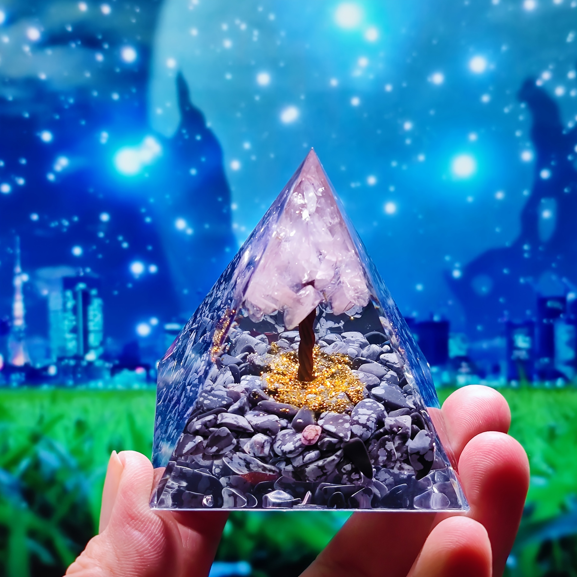 Ornements de voiture de pierre de cristal de pyramide - Temu
