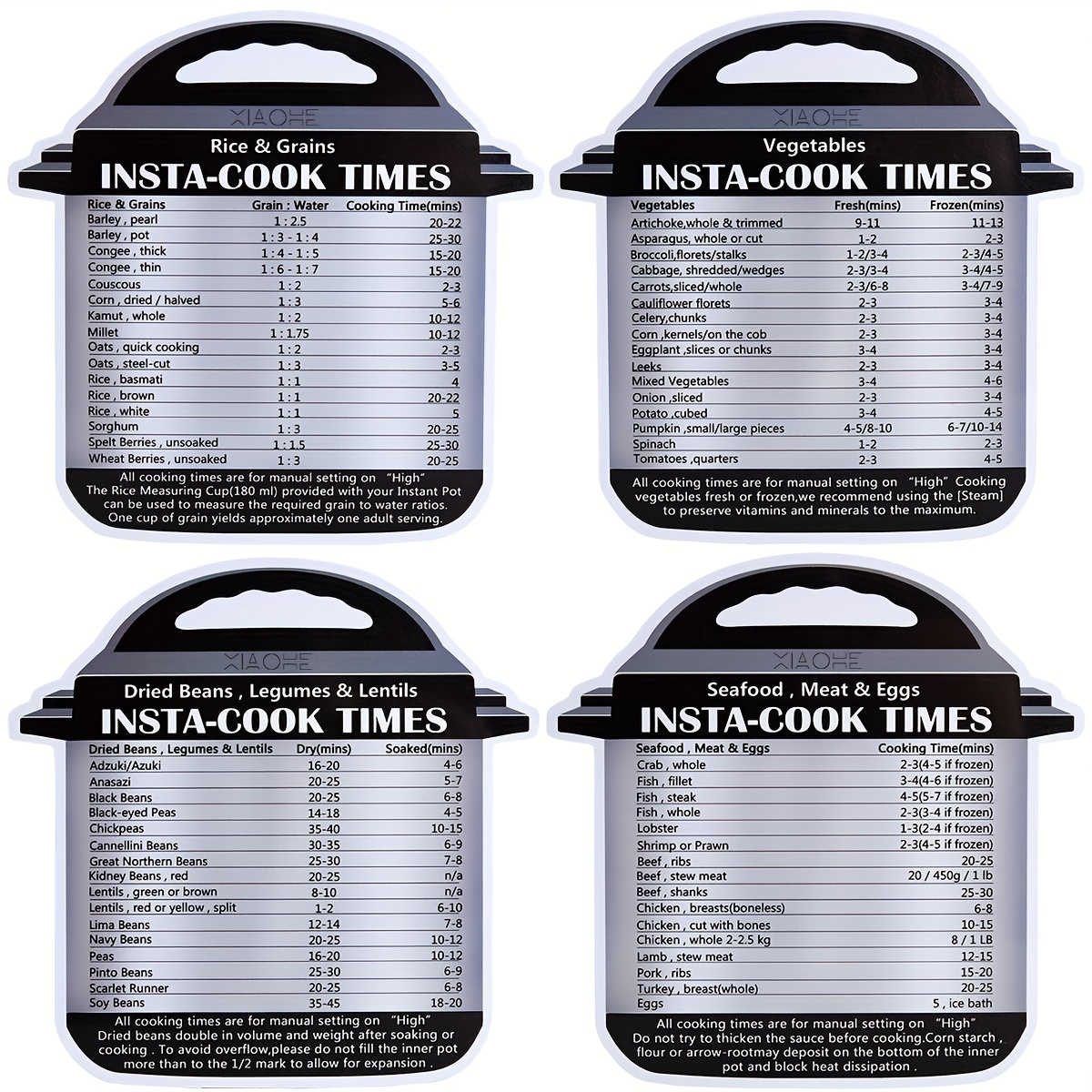 Instant Pot Cheat Sheet Magnet Set, Cook Times Chart, InstaPot Accessories, Pressure Cooker Accessories Cook Times, Instant Pot Cheat Sheet Quick