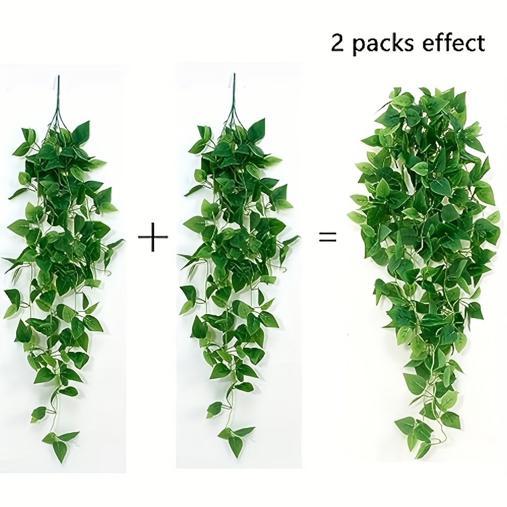 1pc Artificial Hanging Plants, Faux Ivy Vine Leaf Fake Green Ivy Leaves,  Fake Artificial Hanging Vine Leaves For Wall House Room Garden Patio Wedding