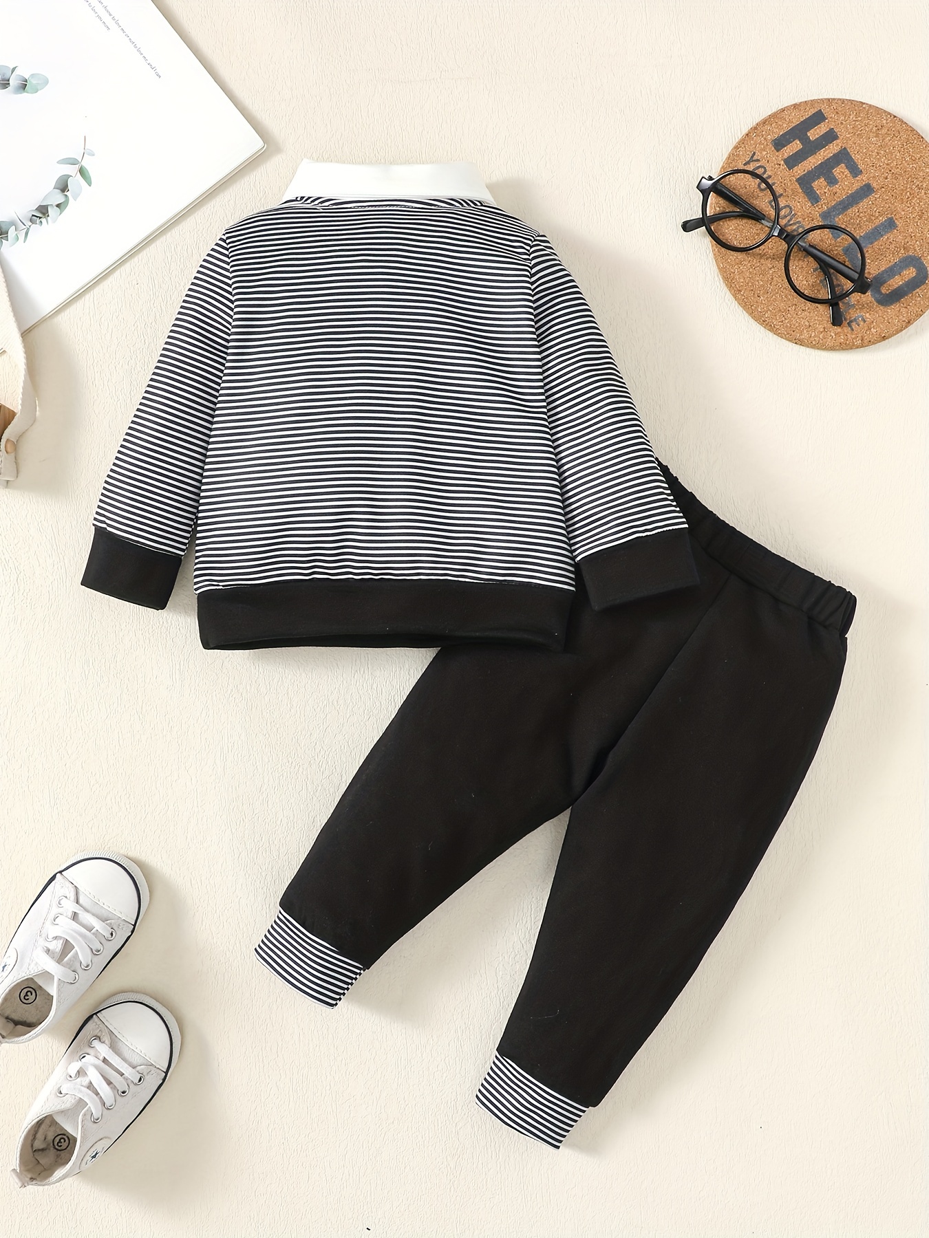 Boy's Striped Top Pants 2pcs Outfit