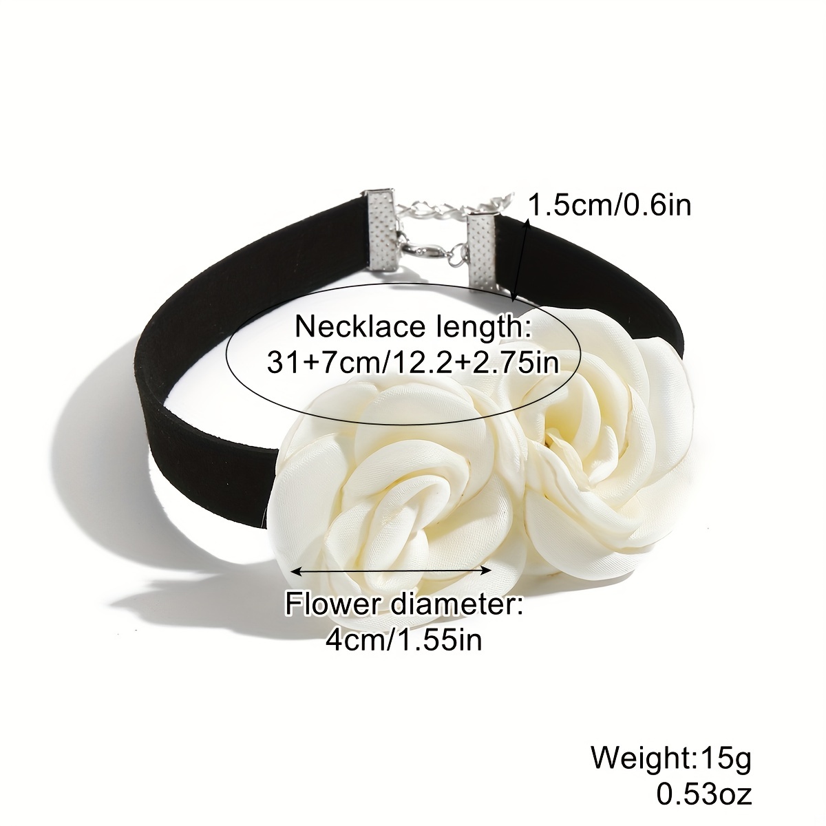 Satin Flower Choker Necklace Women's Black