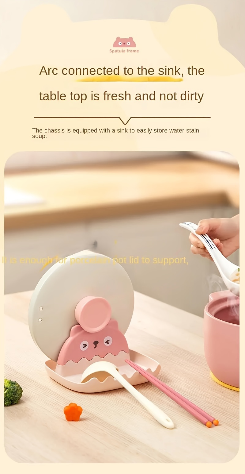 Heat Resistant Pot Lid Holder And Spoon Holder For Kitchen Countertop, Cute  Cooking Utensil Holder, For Spoons, Ladles, Tongs, Forks, Convenient And  Stylish Kitchen Accessories - Temu