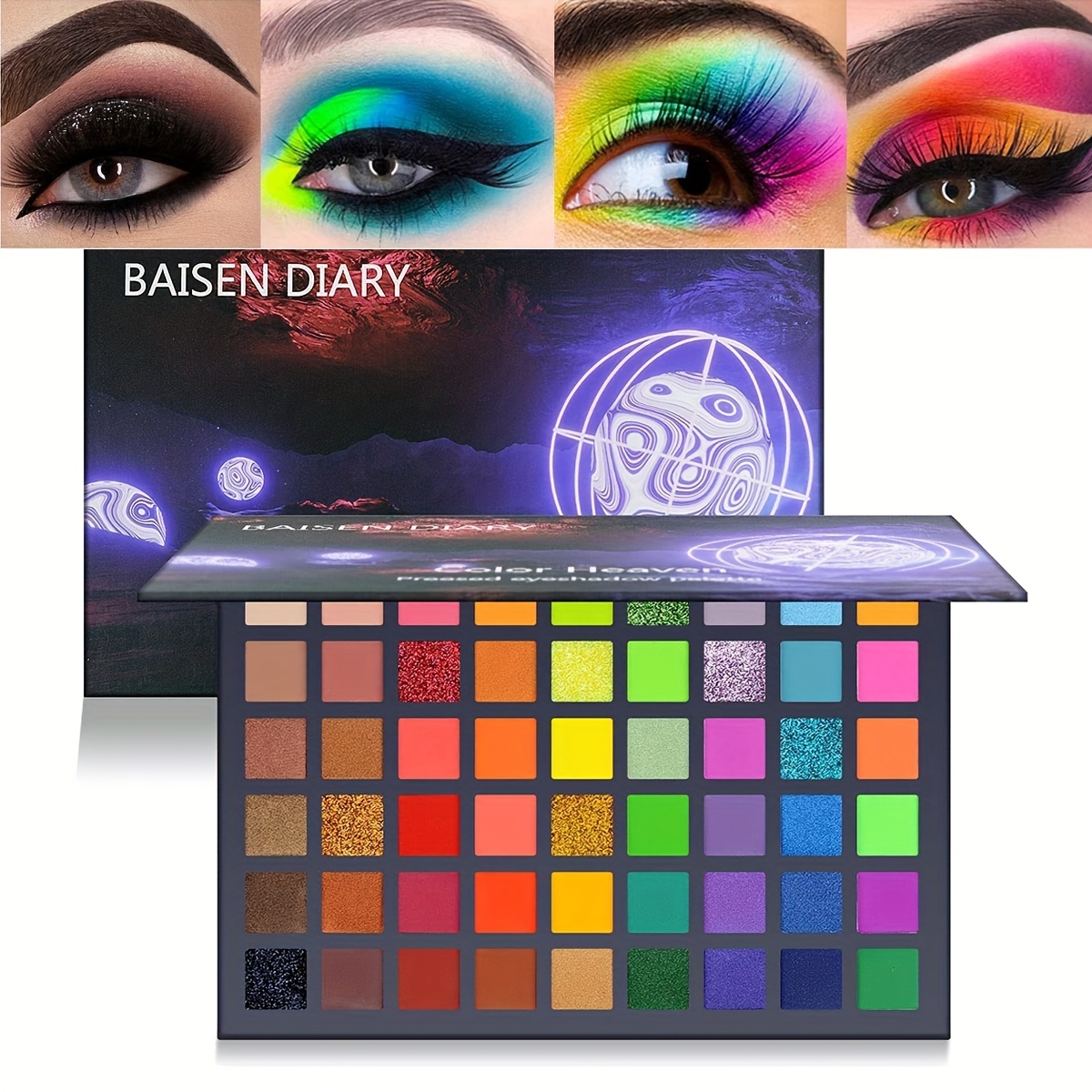 

54 Color Eyeshadow Palette, Neon Glitter Matte Eyeshadow Natural Nude, Ideal For Mardi Gras Eye Makeup