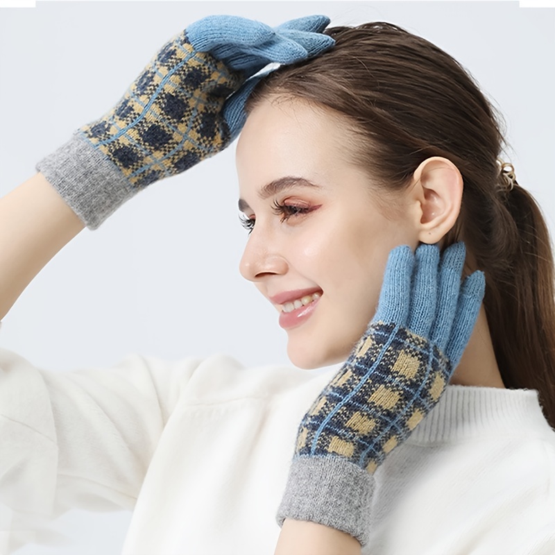 Outdoor Five finger Gloves Women's Casual Woolen Warm Gloves - Temu