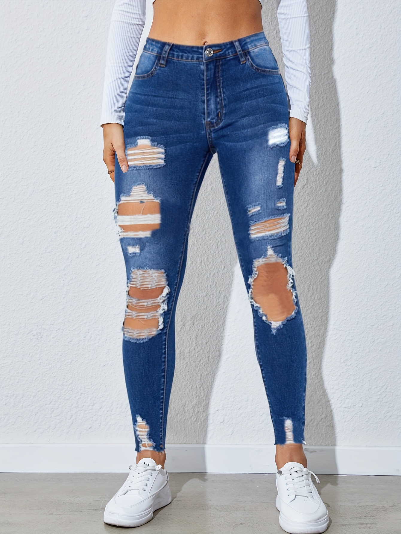 Jeans Rotos Mujer - Temu Mexico