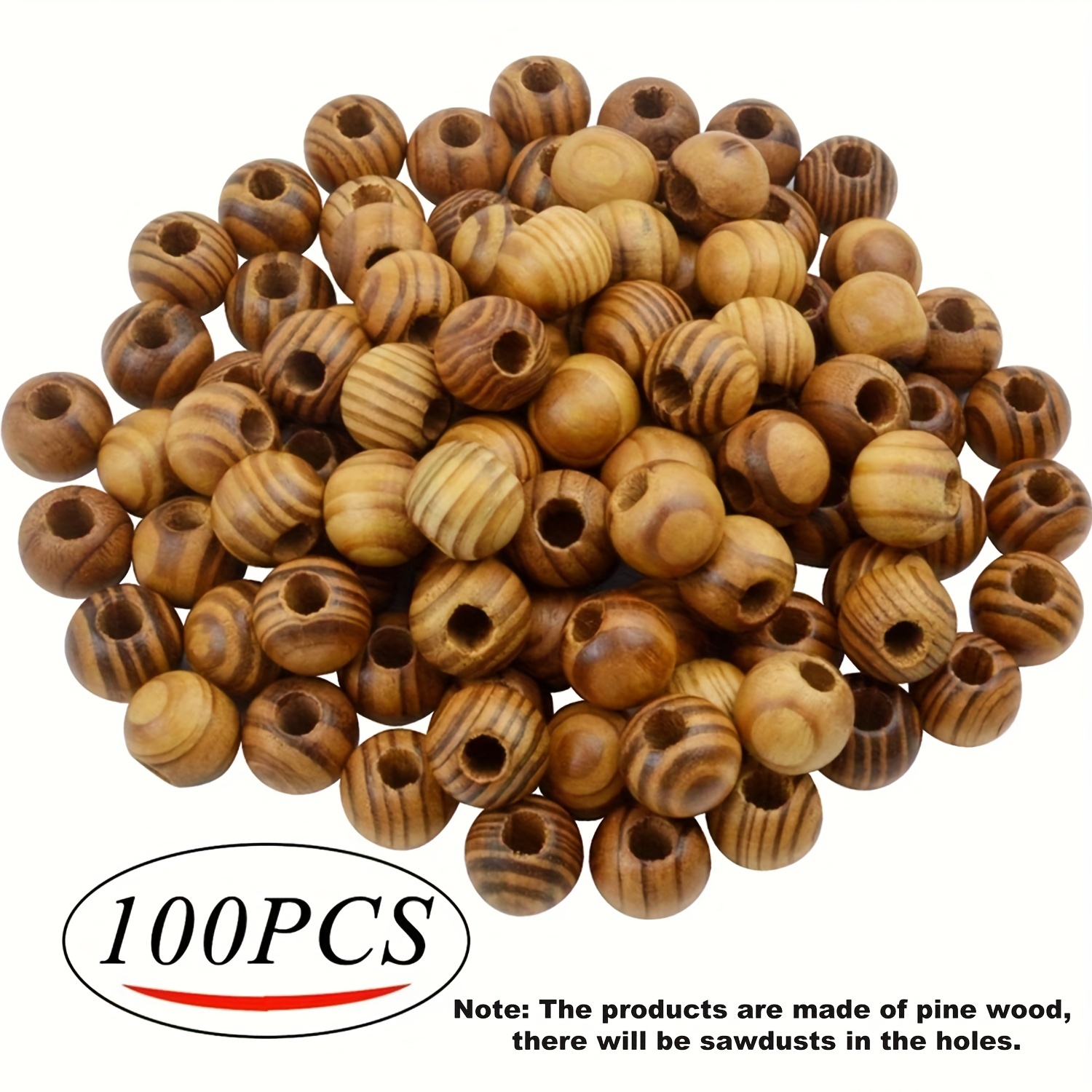 Natural Wooden Beads Large Hole Wooden Beads For Diy Jewelry - Temu