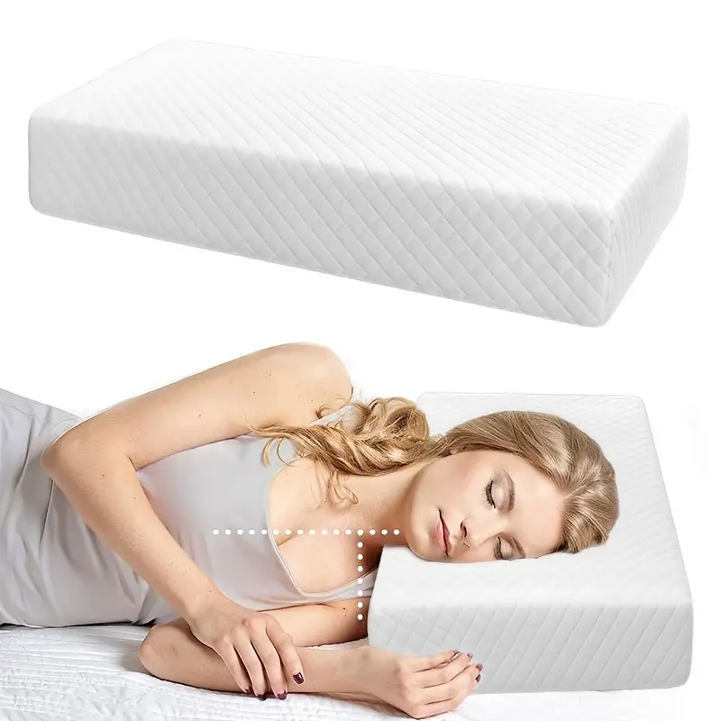 1pc Square Pillow For Side Sleepers, Memory Foam Pillow Support Neck And  Shoulder For Relax, Rectangle Bed Pillow For Sleeping With Removable Cover,  K