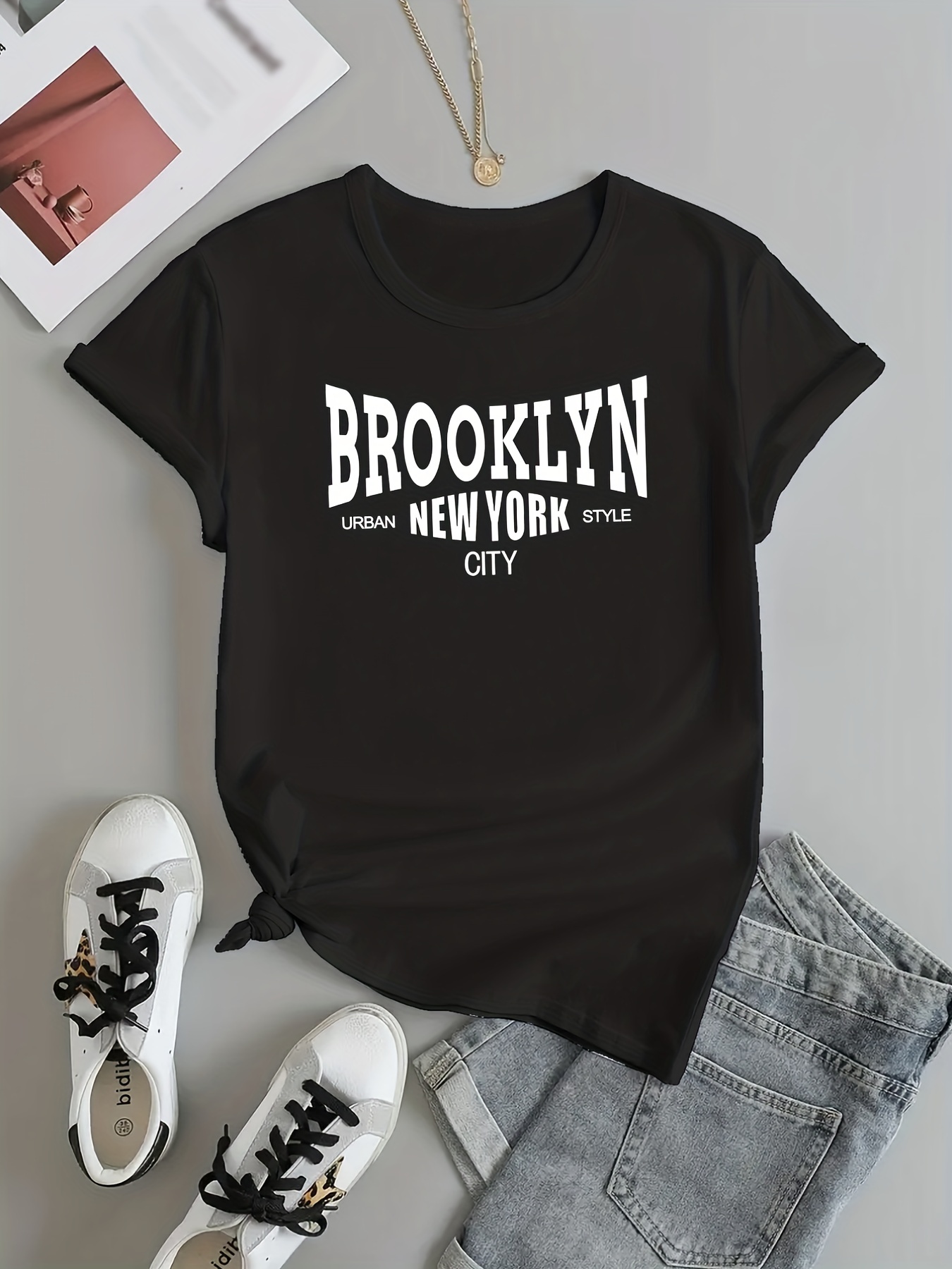 brooklyn New York Men's T-shirt For Summer Outdoor, Casual Slightly  Stretch Crew Neck Tee Short Sleeve Graphic Stylish Clothing - Temu