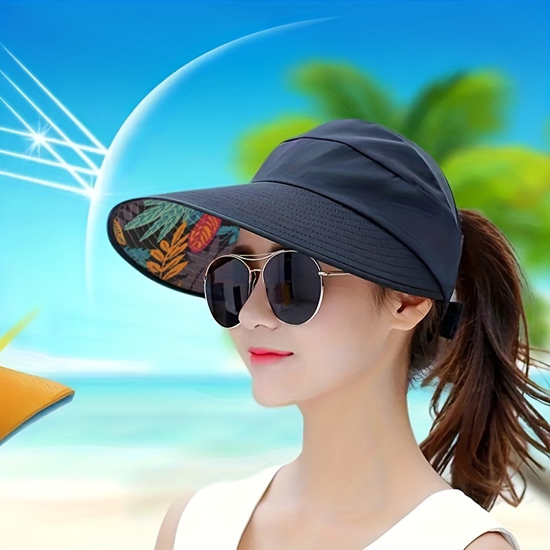 Viseras solares para mujer, de ala grande, para verano, playa, sombrero,  plegable, visera de viaje, UPF 50+, protección solar, sombreros de pesca
