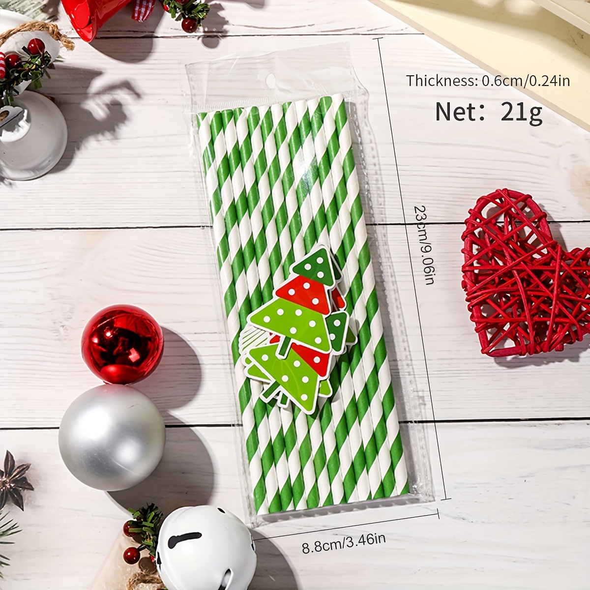 25pcs/pack, Christmas Paper Straws Santa Claus Christmas Tree Party  Decoration Straws Disposable Degradable Drink Straws, Christmas  Decorations, Cute