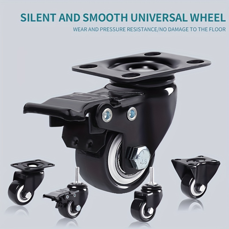 Nefish Paquete de 4 ruedas giratorias pequeñas de 1 pulgada para muebles de  perfil bajo, ruedas de goma suave, ruedas giratorias de placa giratoria