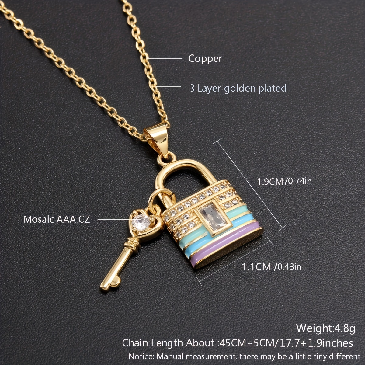 1pc Key & Lock Charm Layered Necklace