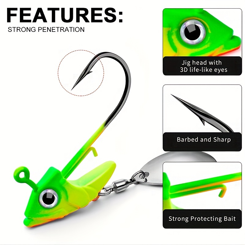 1 piece Jig Head Hook with Spinner Blades 7g 10g 17g Fish Lead Head  Fishhook Artificial