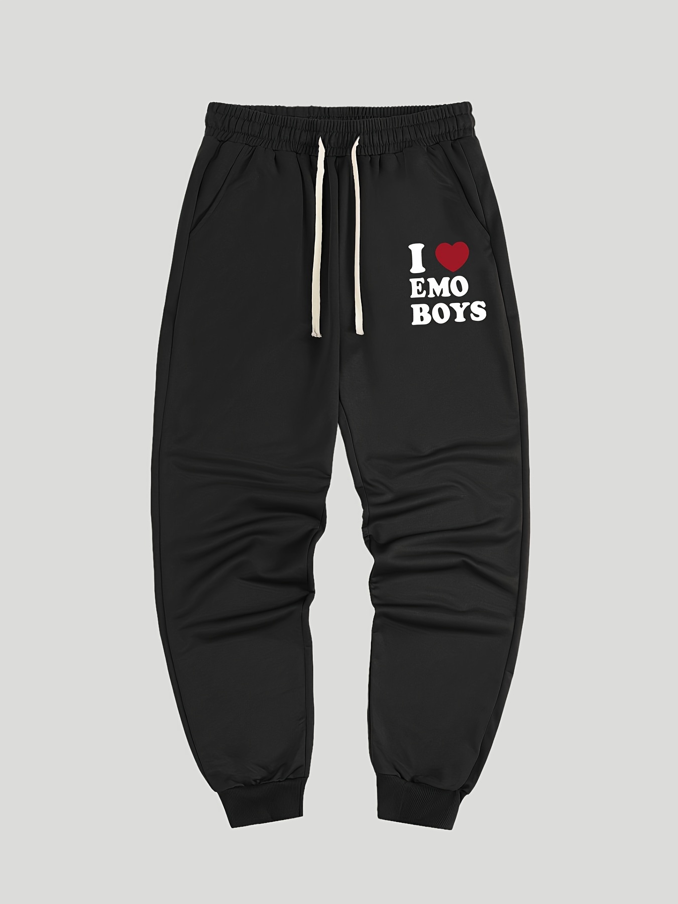 Love Emo Boys Print Men's Pants Drawstring Sweatpants - Temu