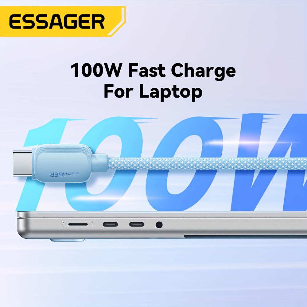 ESSAGER Essager 100W USB Tipo C a USB C Cable USB-C PD Cargador de
