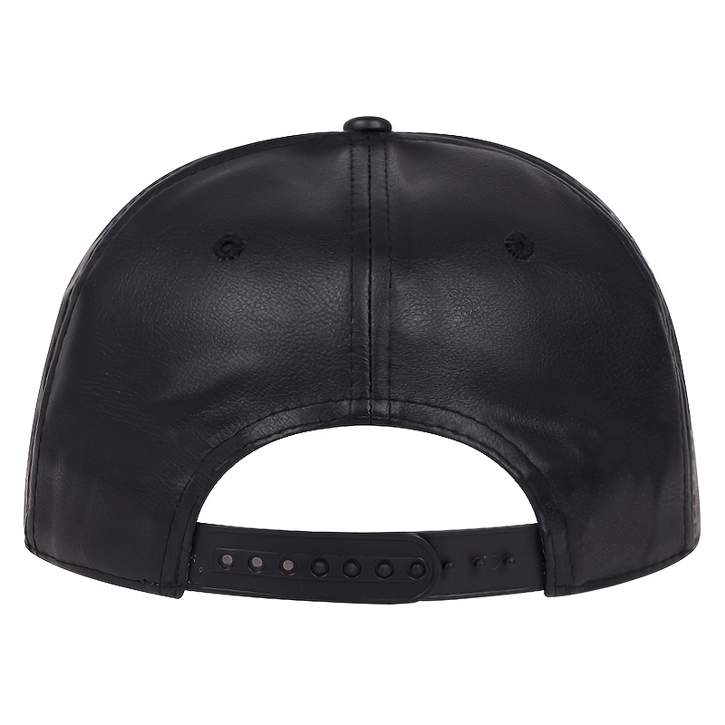 Mens Black Pu Leather College Hip Hop Baseball - Jewelry