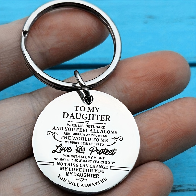 Family Inspirational Keychain Gifts Engraved Words To My Daughter Key Ring  My Daughter Car Key Ring