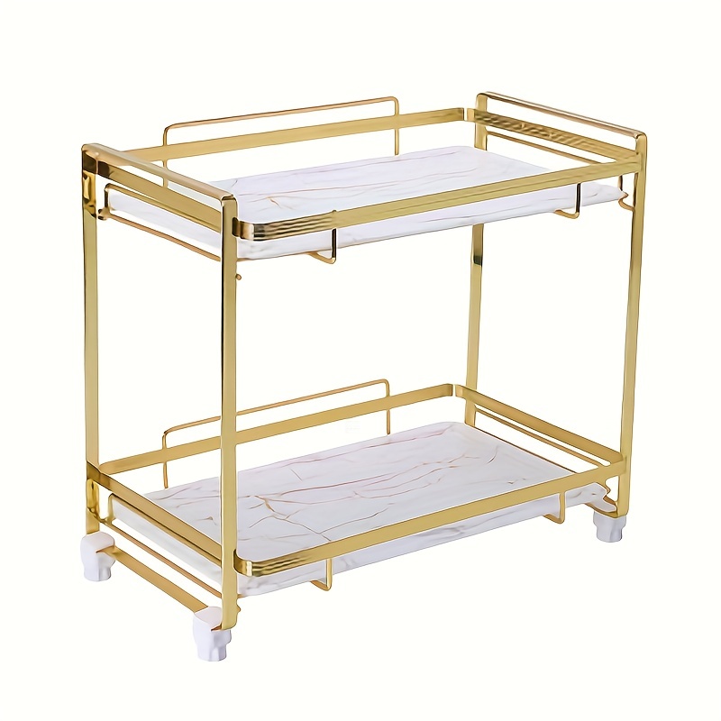 Golden Double Layer Iron Storage Rack Bathroom Organizing Shelf