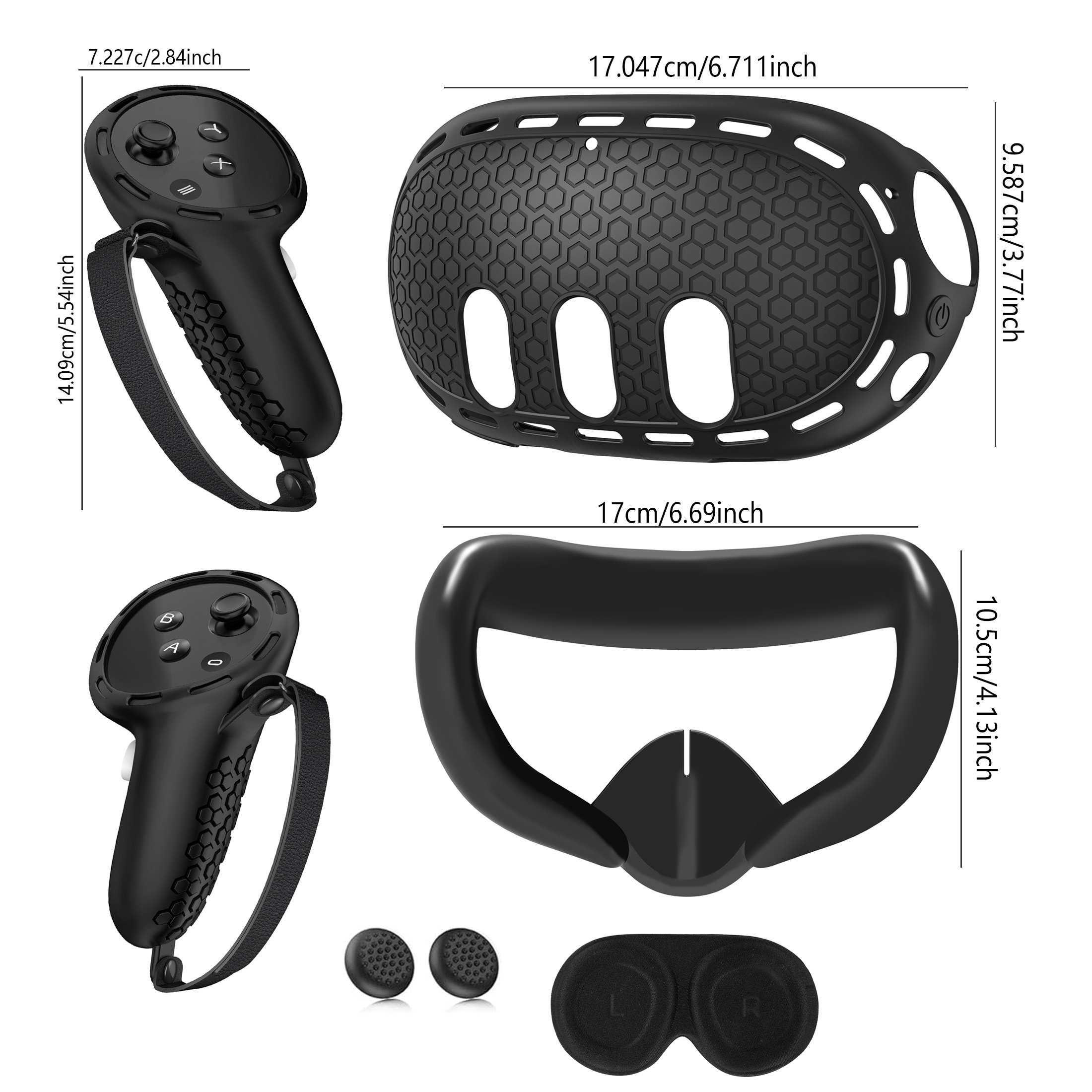 7pcs VR Accessories Set for Meta Quest 3, VR Accessories Protective Cover  Includes VR Face Cover,Controller Grips,Headset Cover, Lens Protector,  Quest