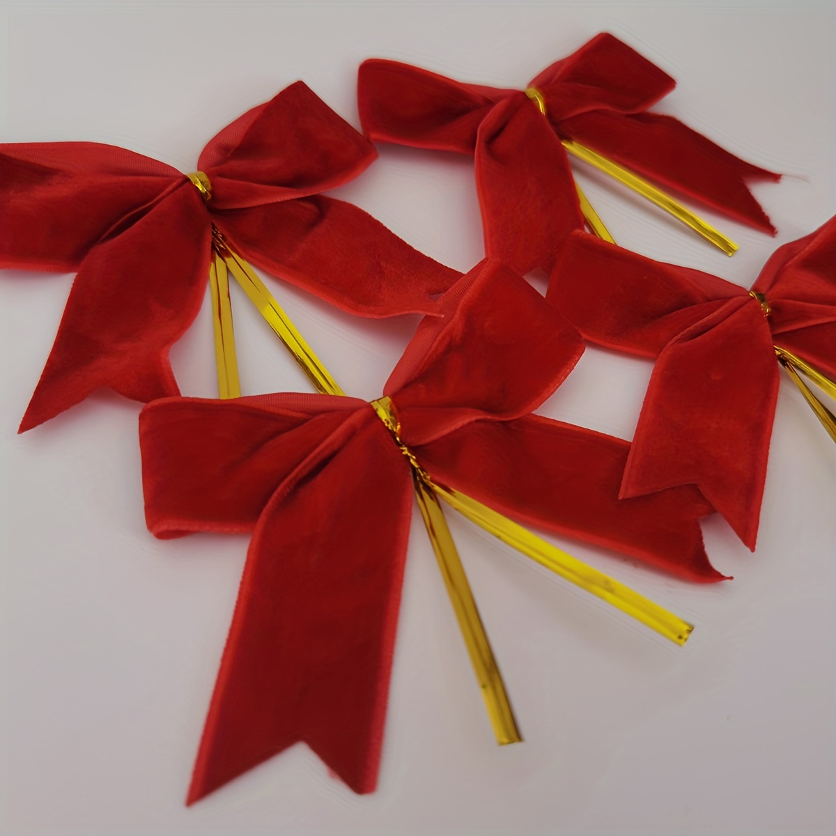 Christmas Red Velvet Twist Tie Bows For Christmas Gift - Temu