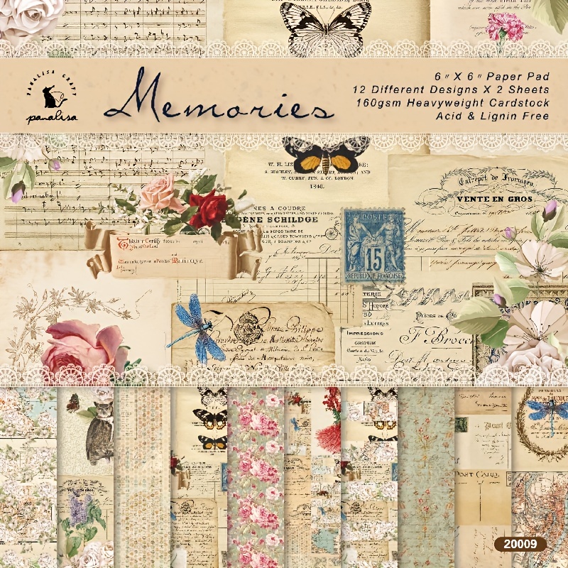 24pcs Carta Per Album Estetico 15,24x15,24 Cm Motivo Floreale Retrò Album  Su Un Lato Decoupage Blocco Di Carta Per Artigianato Fai-da-te Forniture  Per