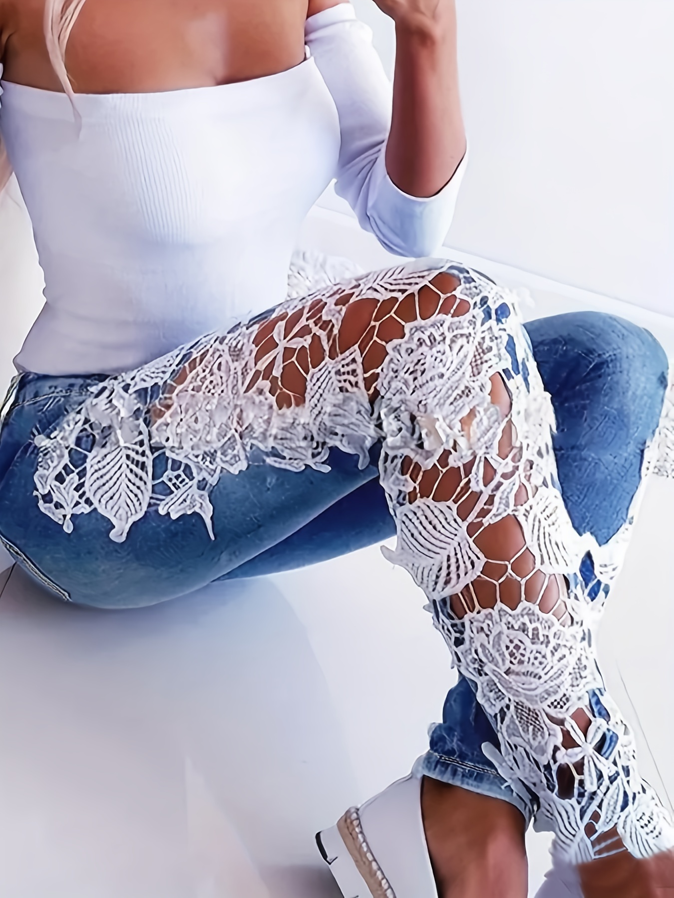 Sexy Bandage Ripped Denim Shorts Distressed Drawstring Mini - Temu Canada