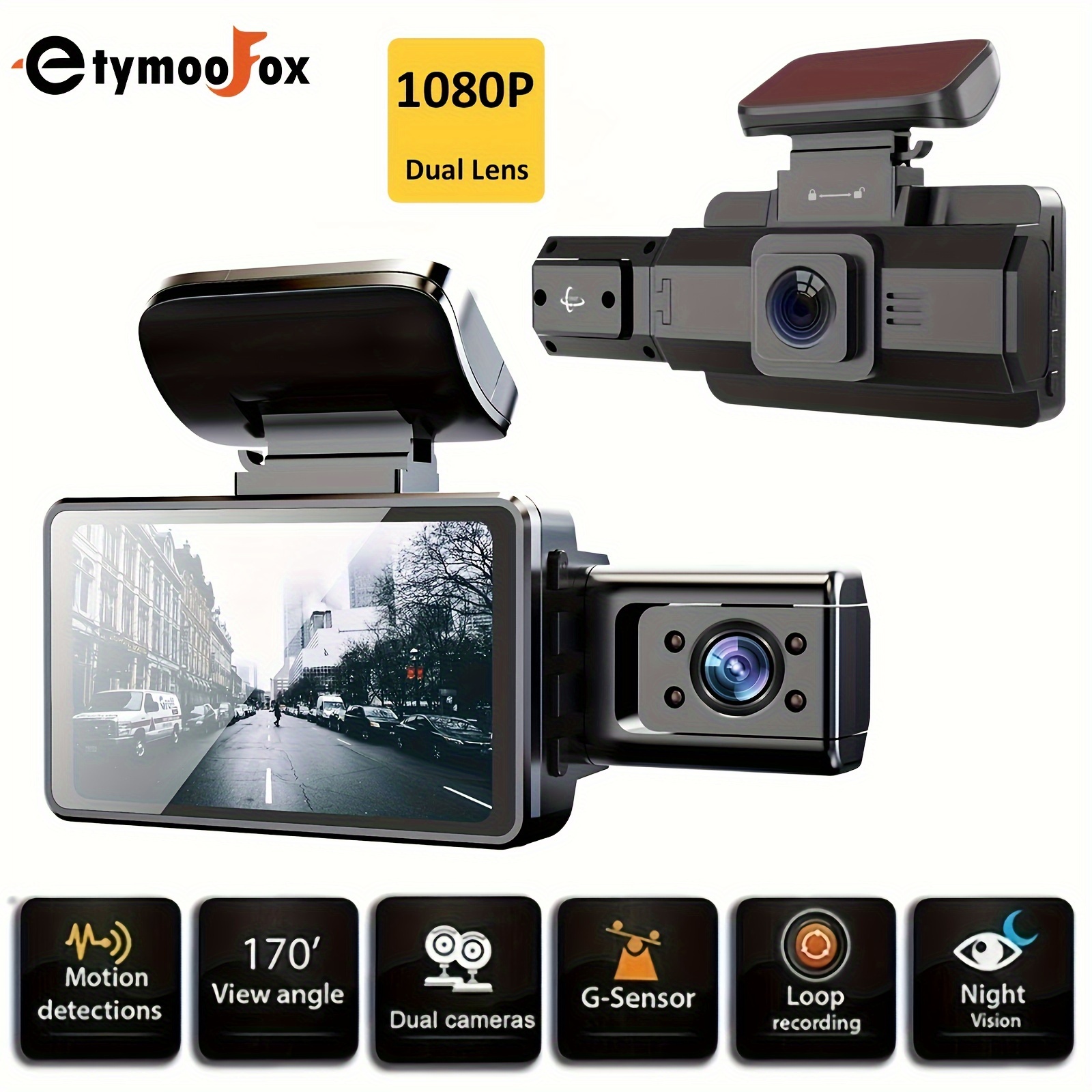 1080p Full Hd Dash Camera For Cars, 170°wide Angle, Dashboard Dashcam With  Loop Recording, Hdr, Night Vision, G-sensor, Parking Monitor - Temu