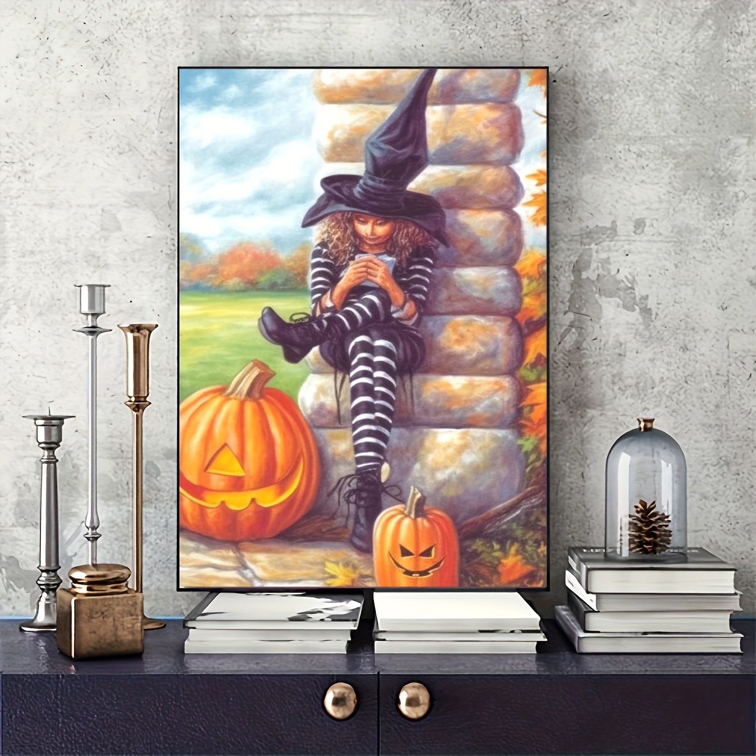 Adult Diamond Painting Kits Halloween Witch Floral Diamond - Temu