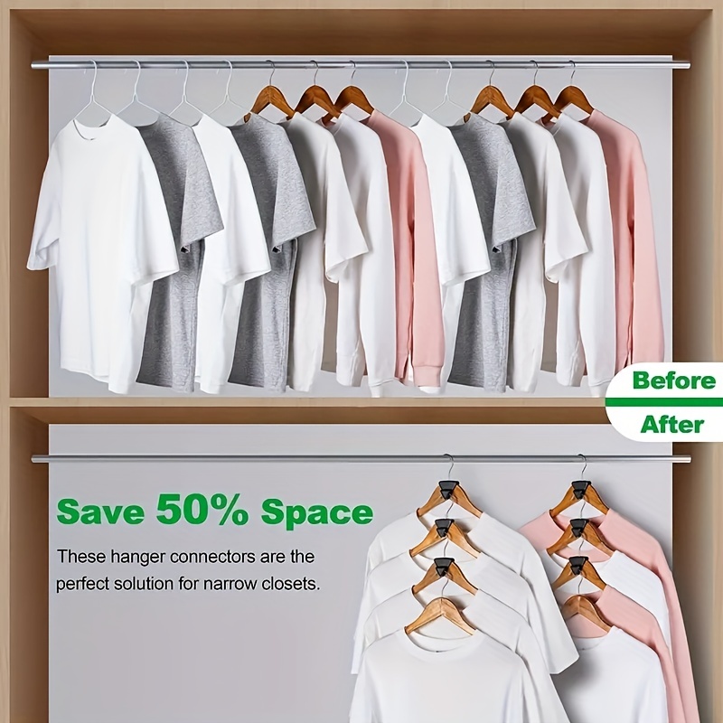 Space Saving Closet Organizers And Storage Shelves, Clothes Hangers, Hanger  Organizer Connector Hooks, Triple Space Saver Closet Organization - Temu