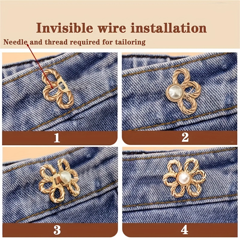 Fashion Tighten Waist Metal Buckle Adjustable Invisible Jeans