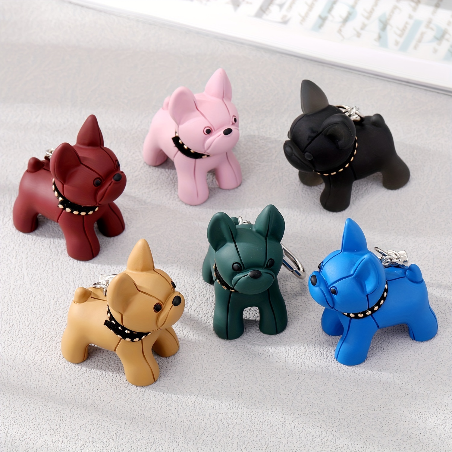 1pc Sitting Alphabet Dog Shaped Keychain Plush Toy Car Key Ring