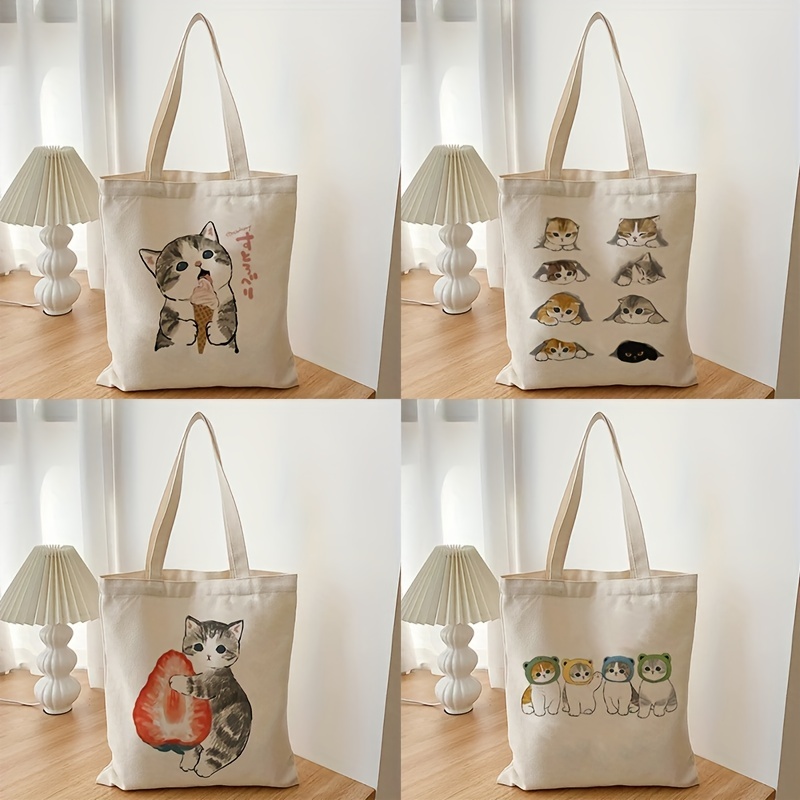 Women Cartoon Mini Shopping Bag Handbags Fashion Korean Style Small  Reusable Canvas Storage Tote Bag Aesthetic Totebag Bolsa - AliExpress