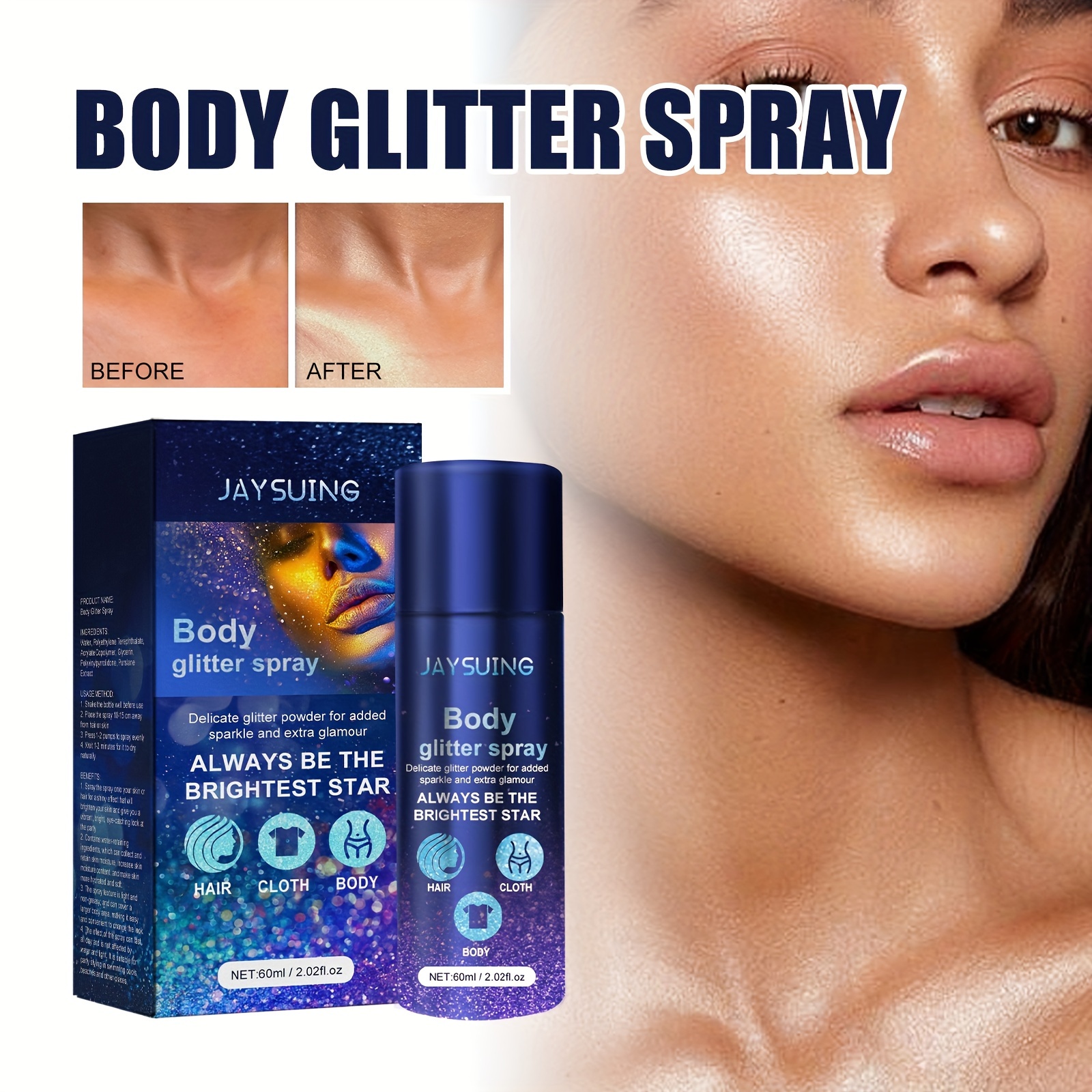 Body Glitter Glitter Spray Glitter Hairspray Glitter Spray - Temu