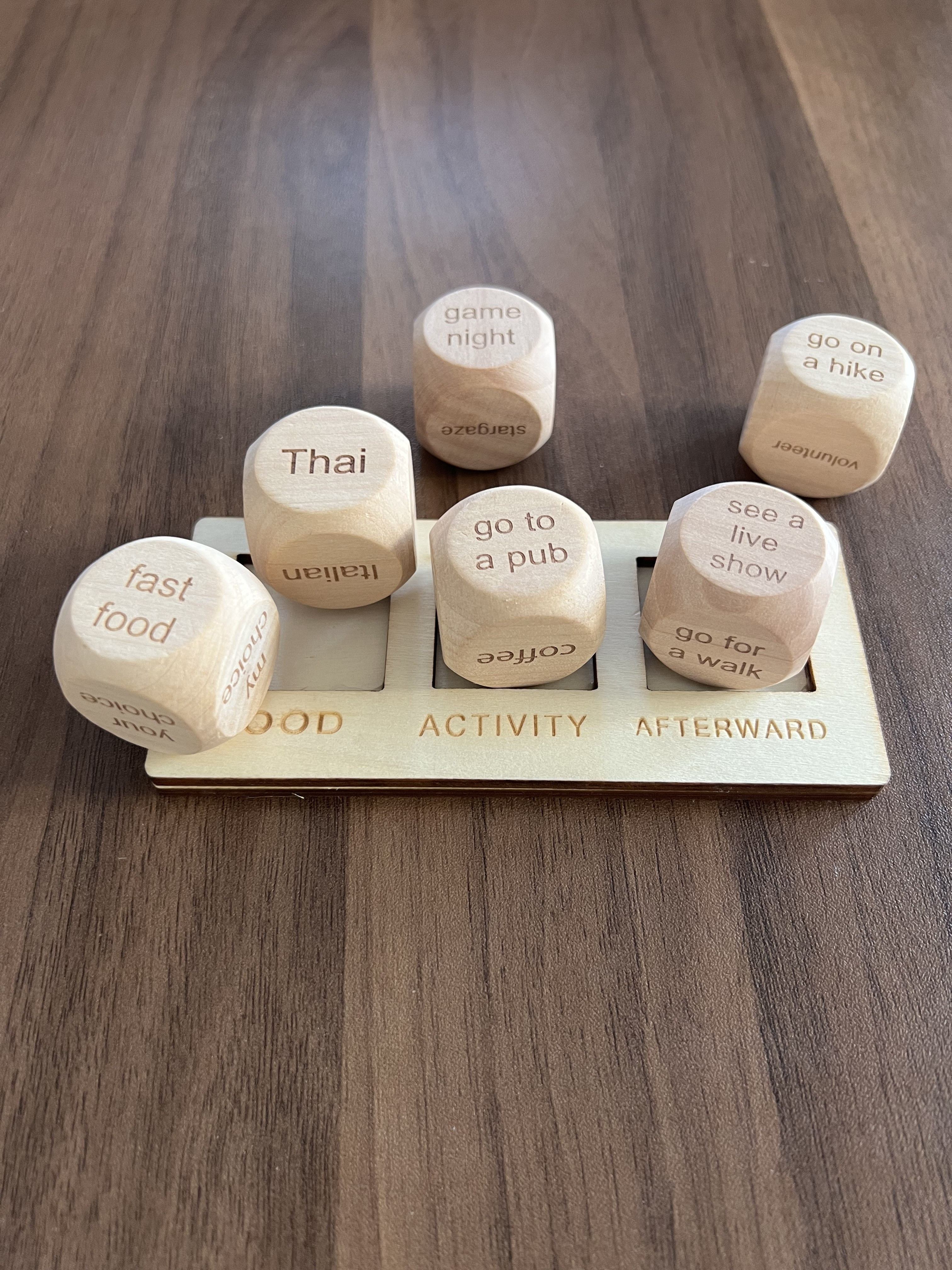G-Lanthy Wood Food Decision Dice Date Night Dice For Couples Anniversary Valentines Day Gifts For Him Her Husband Wife 12 Sided Food Dice Decider Funny Gift Ideas