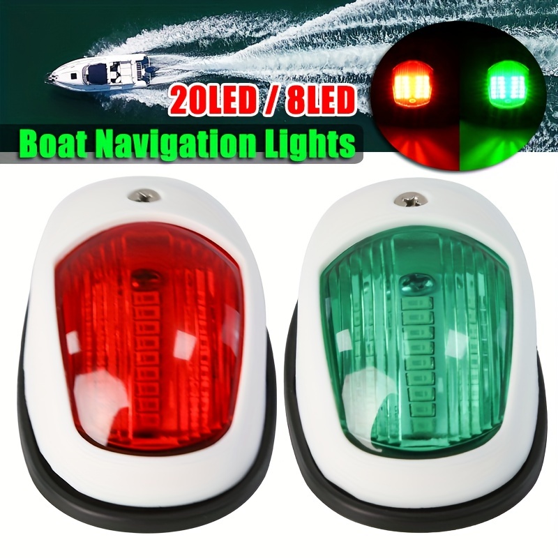 Yassdwbn 2x Red + Green 8 LEDs Boat Navigation Lights Marine Bow Light Lamp  For Pontoon