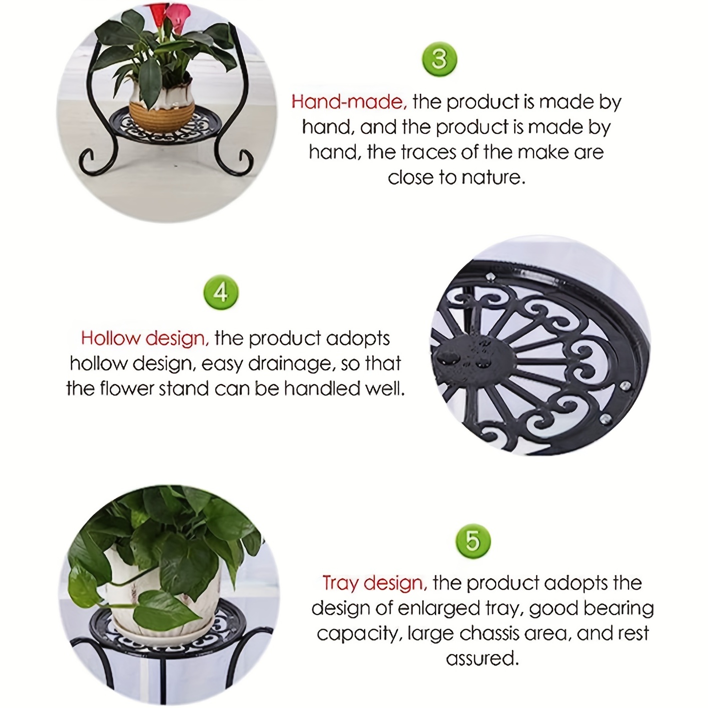 Iron Metal Plant Pot Stand Garden Shelf Suitable For Large Flower