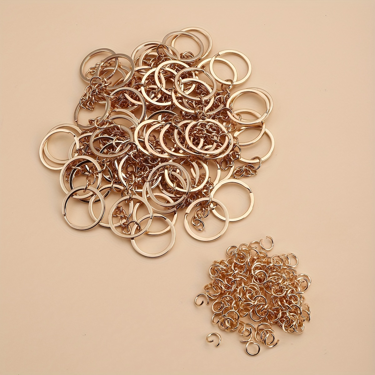 20pcs/set Key Ring with Chain and Lobster Clasp Split Round Keychain Rings Bulk for Jewelry, Jewels Making Craft,Temu