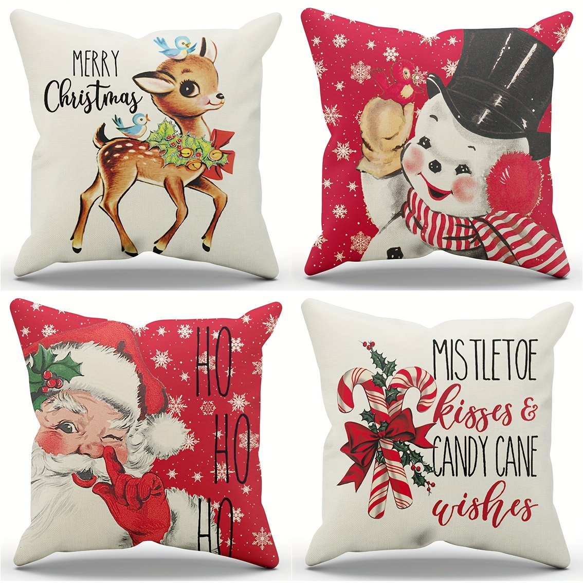 Linen Blend Christmas Decorations Pillow Covers 18×18 Snowflake ...
