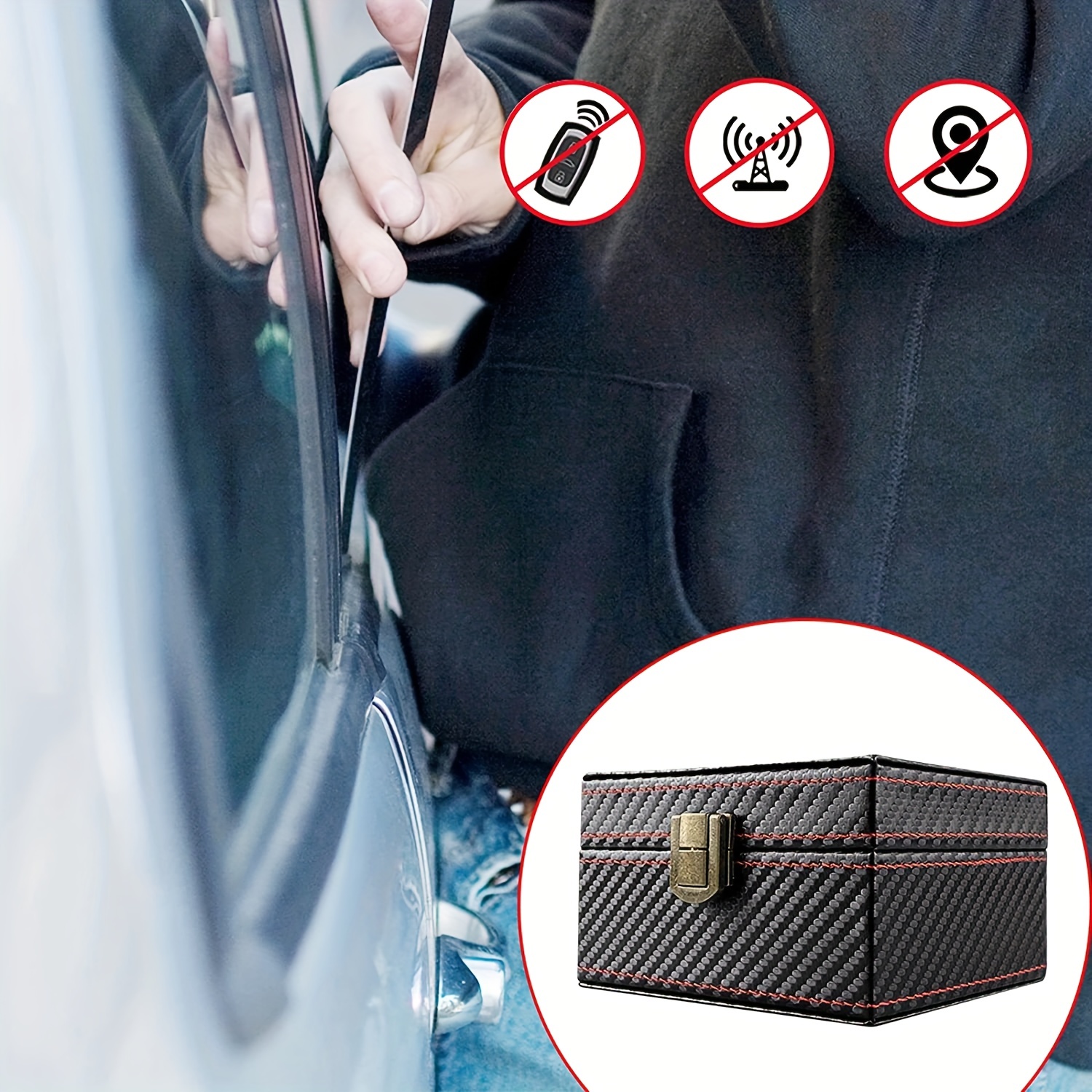 Voiture sans clé grande boîte en cage de Faraday avec noir cuir synthétique  Shell Key Fob Antivol bloqueur de signal de sécurité RFID - Chine Boîte de  blocage de signal et la RFID /Lock Box Clé de voiture prix
