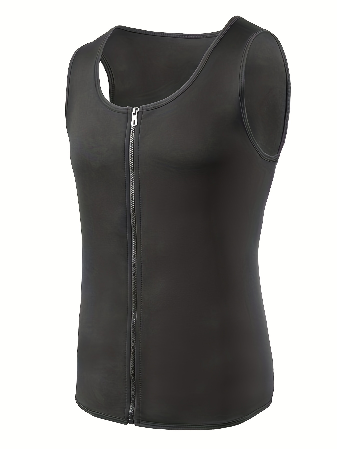 Neoprene Sauna Suit For Men Waist Trainer Sweat Vest With Zipper Adjustable  Velcro Body Shaper Tank Top