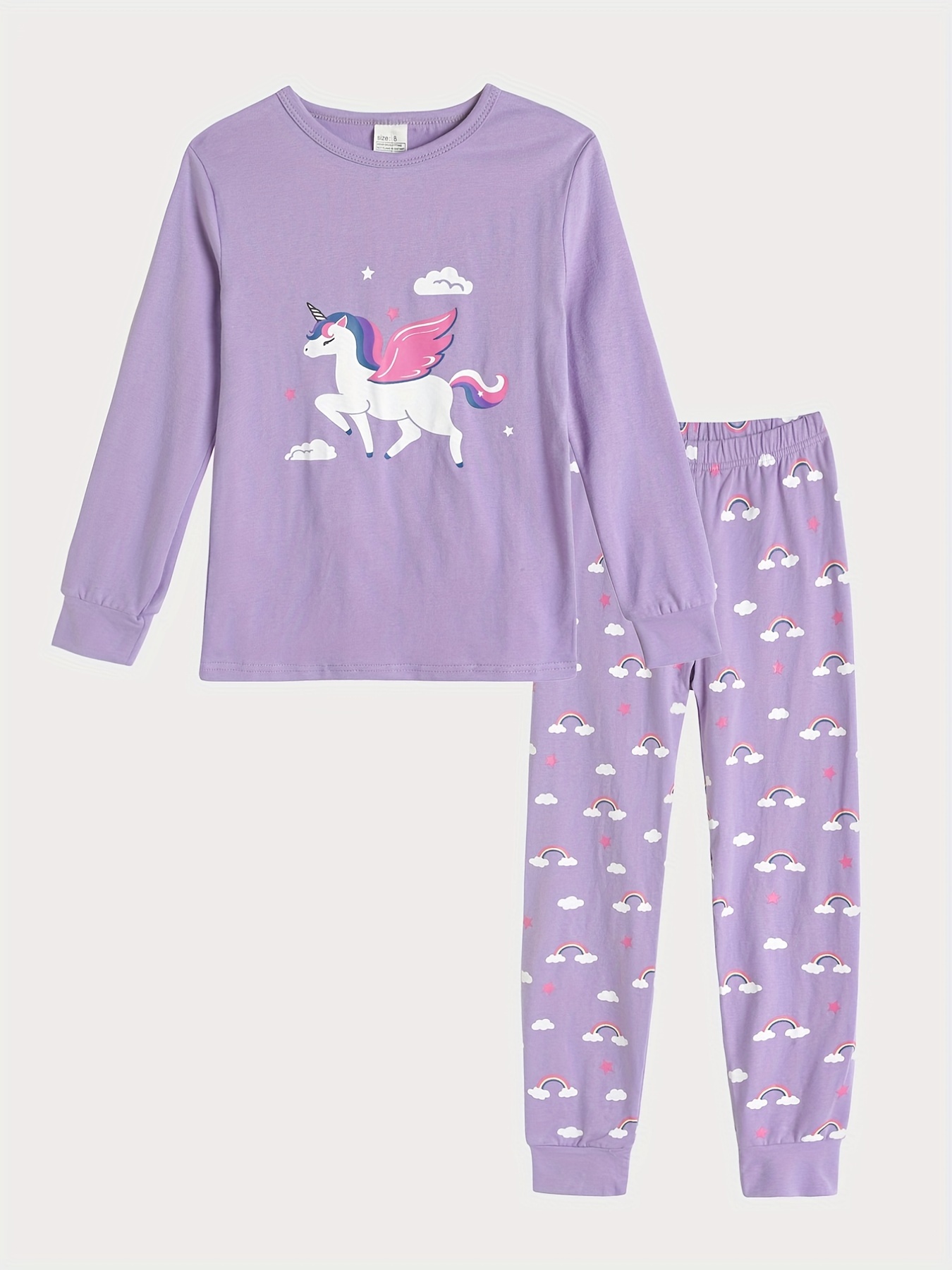 Toddler Girls Pajama Sets Tie Dye Cartoon Unicorn Pattern - Temu Canada