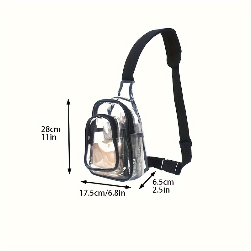 Slide Bag with Black Zipper, Clear