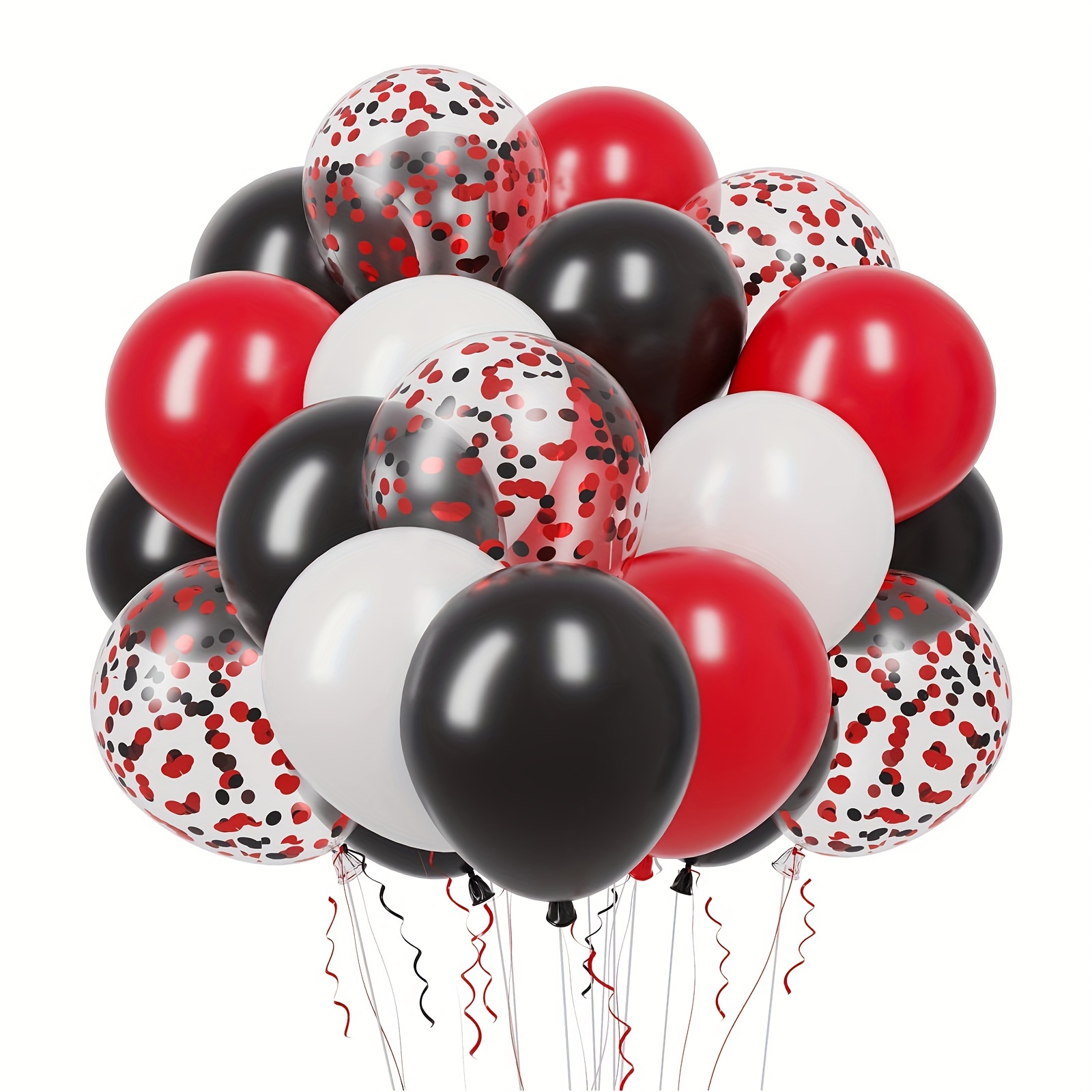 Kit 15 Ballons Coeurs Rouges, Guirlandes & Confettis