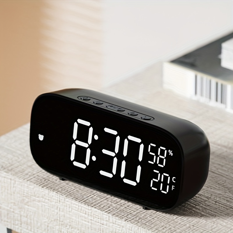 Mini Digitaluhr Temperatur Luft feuchtigkeit tragbare Tisch uhr Thermometer  Hygrometer 12/24h batterie betriebene LED-Uhr