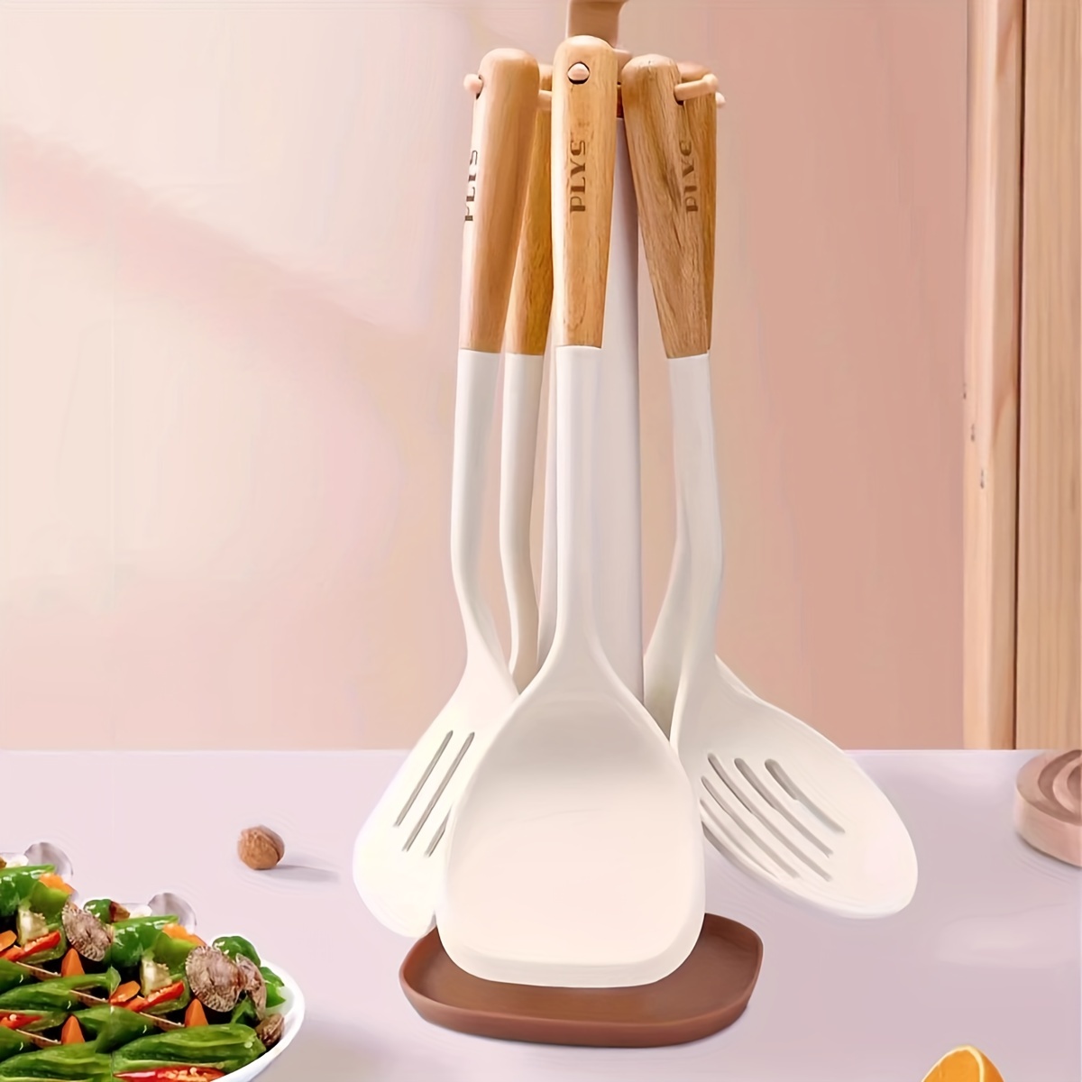 Silicone Utensil Set - Non-stick Cooking Utensils With Wooden Handle &  Storage Bucket - Apartment & College Dorm Essential Kitchen Supplies - Temu  United Arab Emirates