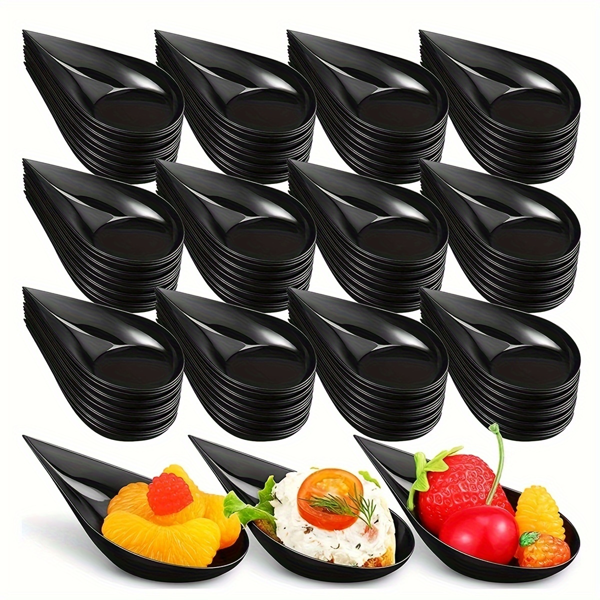 

10pcs Mini Sushi Dessert Spoon Plate, Mini Pudding Fruit Dish, Cake Spoon, Dessert Display Tray, For Wedding Party Dinner, Party Supplies, Tableware Accessories, 3.94in*1.97in