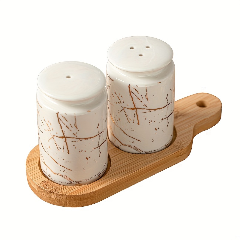 2 uds salero cocina condimento botella redonda bambú condimento caja-patrón  MFZFUKR CPB-US-YYM630-6