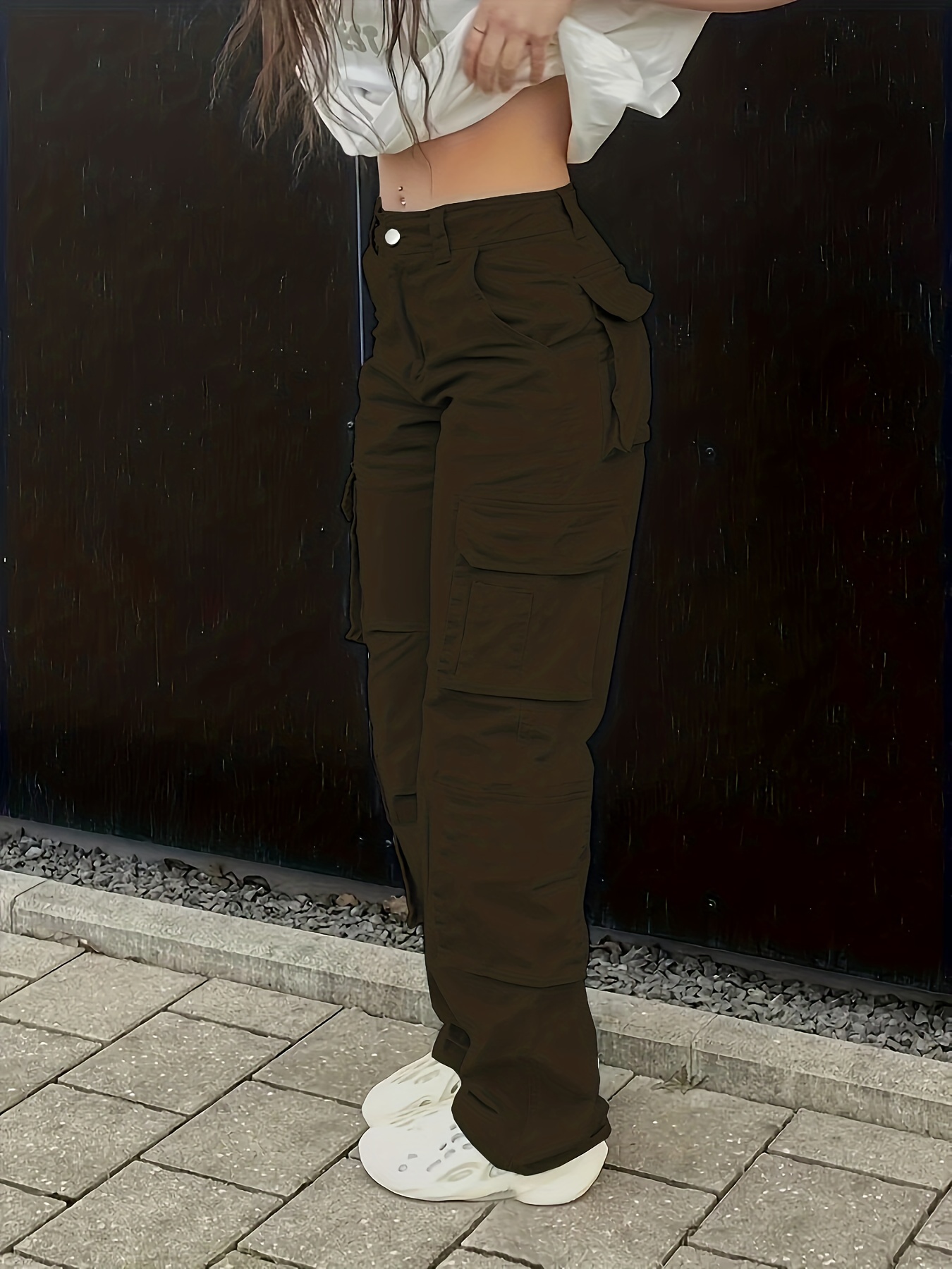 Fashion (Army Green)Cargo Pants Women High Waist Casual Khaki